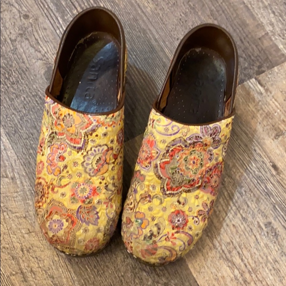 Sanita Yellow Floral Clogs 38